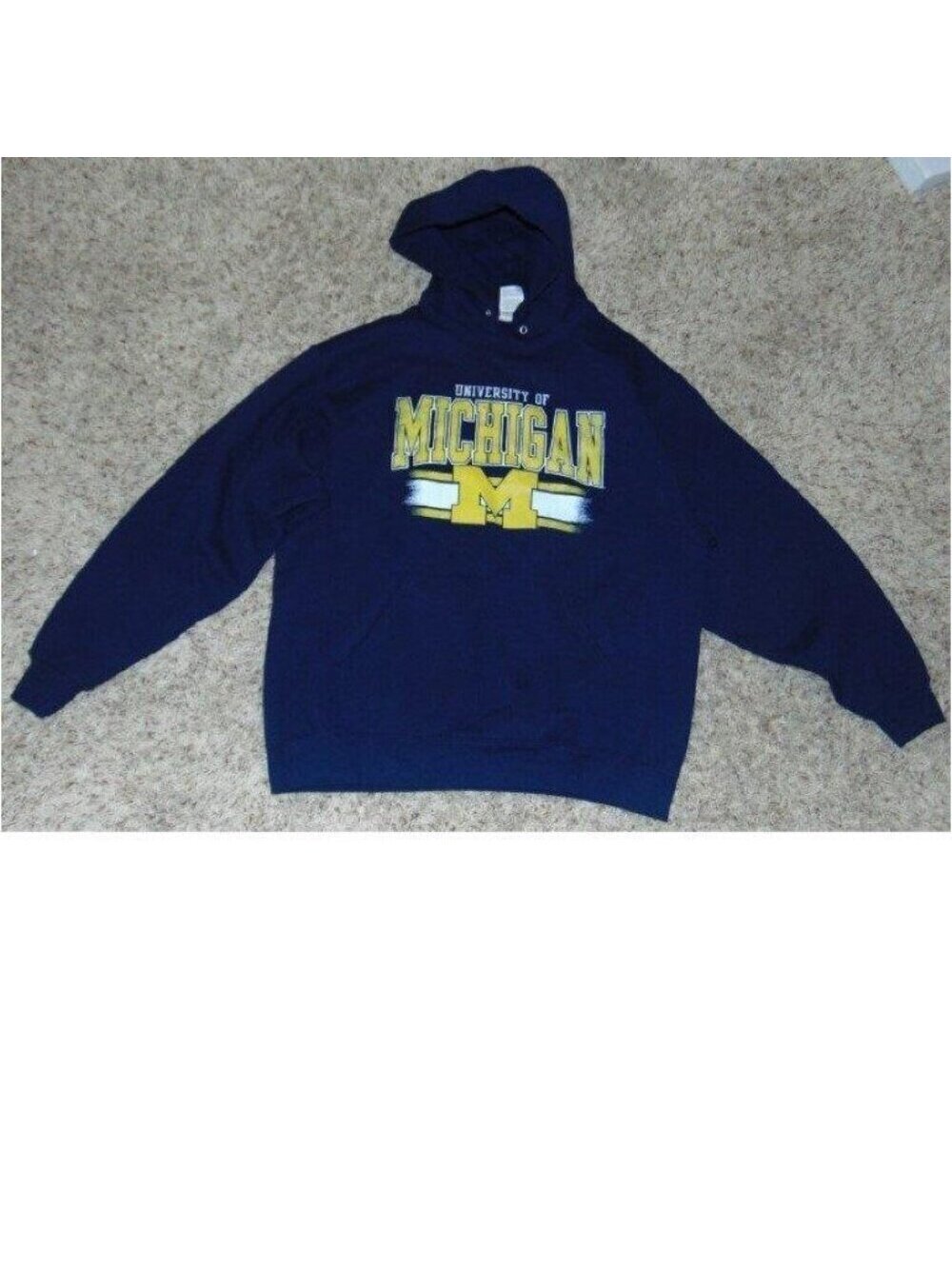 NCAA Michigan Wolverines Hoodie L 42-44 Mens Blue Pullover Sweatshirt Russell